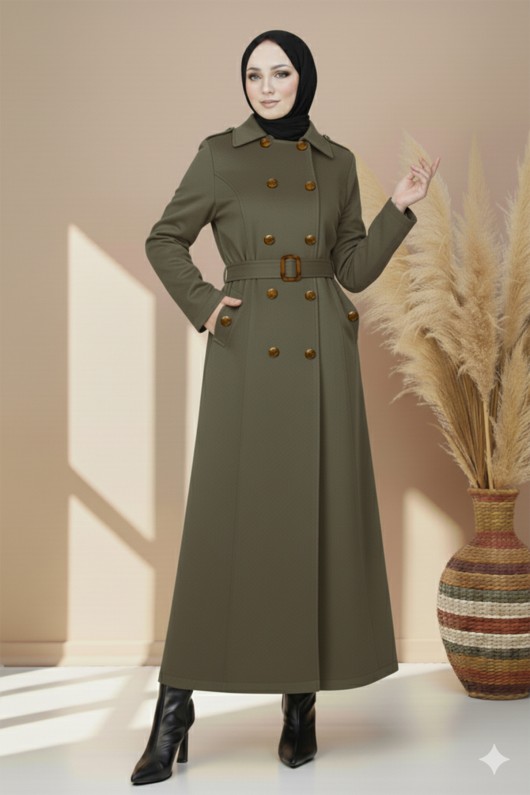 Kuşaklı Trençkot Haki 4901  Kuşaklı Trençkot Haki 4901