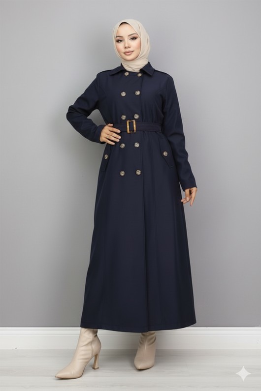 Kuşaklı Trençkot Lacivert 4901  Kuşaklı Trençkot Lacivert 4901