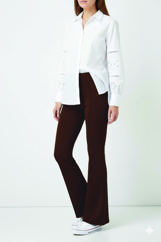 İspanyol Paça Pantolon A1106 Kahverengi