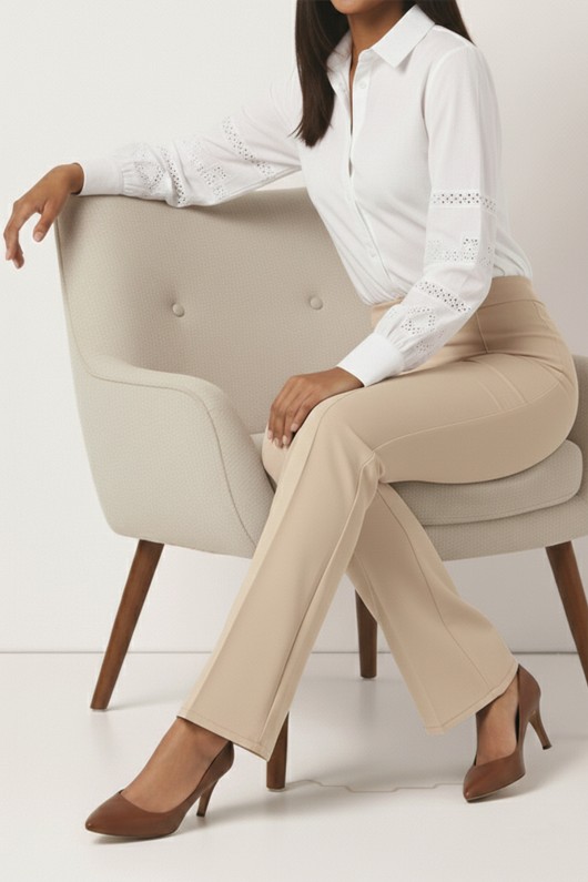 İspanyol Paça Pantolon A1106 Bej