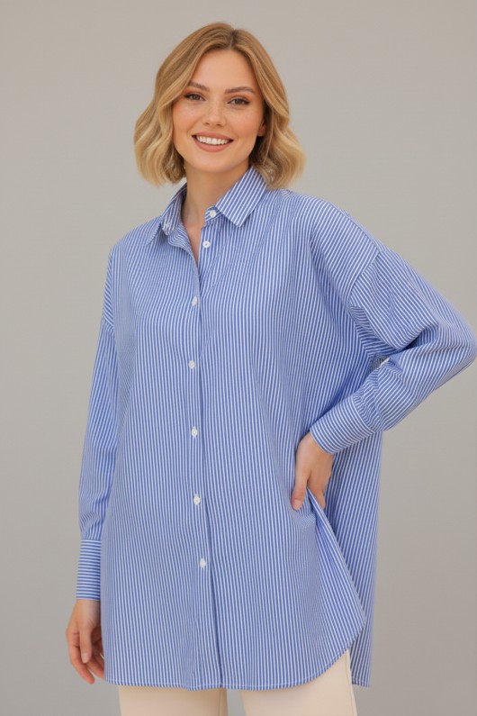 Çizgili Gömlek İndigo 12020 Çizgili Gömlek İndigo 12020