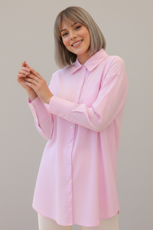 Çizgili Gömlek Pembe 12020 Çizgili Gömlek Pembe 12020
