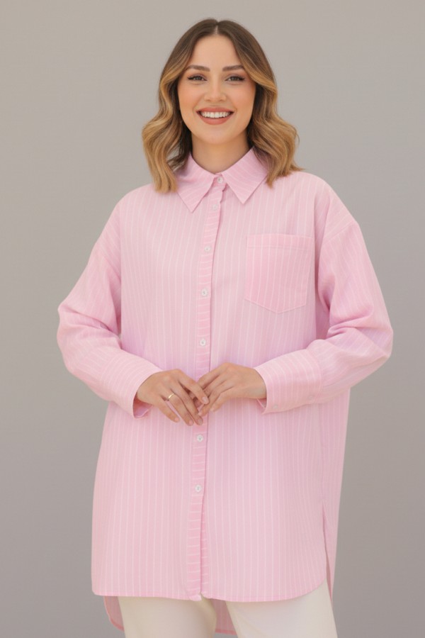 Çizgili Gömlek Pembe 12021 Çizgili Gömlek Pembe 12021