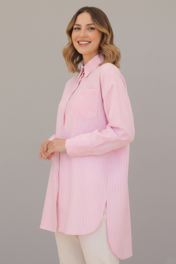 Çizgili Gömlek Pembe 12021 Çizgili Gömlek Pembe 12021