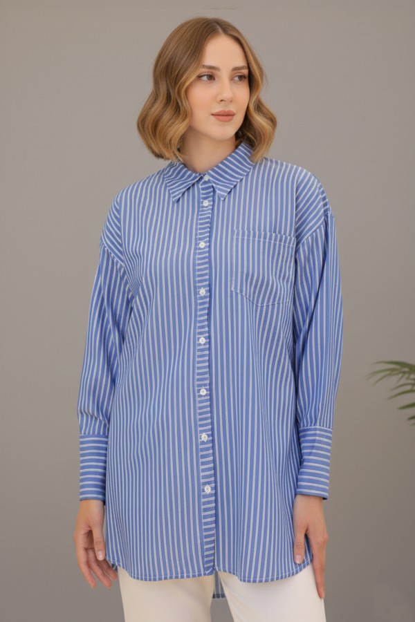  Çizgili Gömlek Lacivert 12023