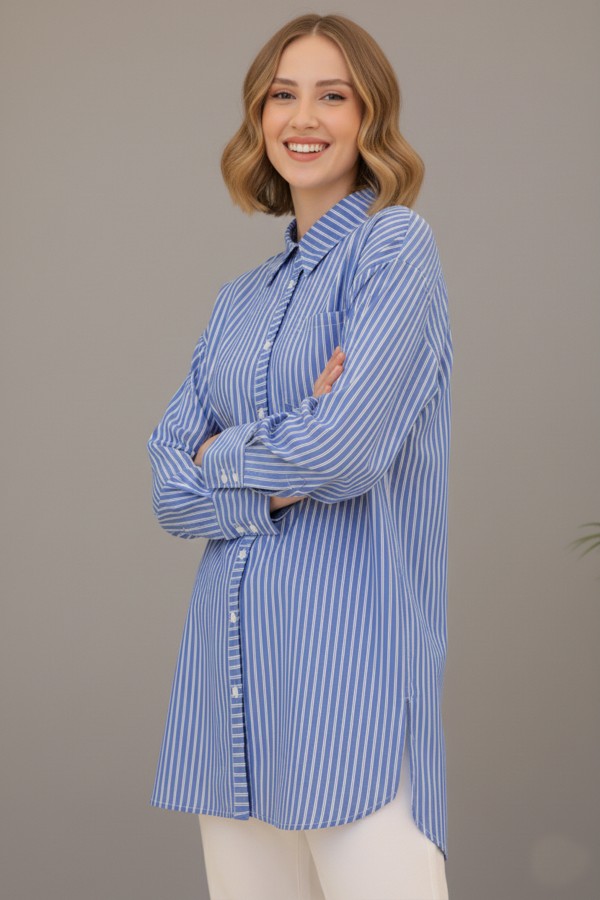  Çizgili Gömlek Lacivert 12023