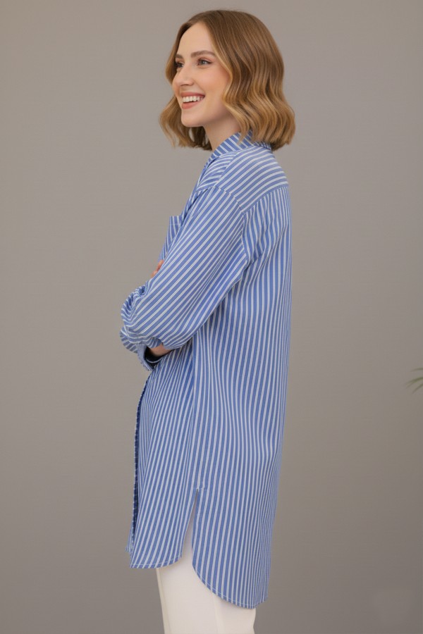  Çizgili Gömlek Lacivert 12023
