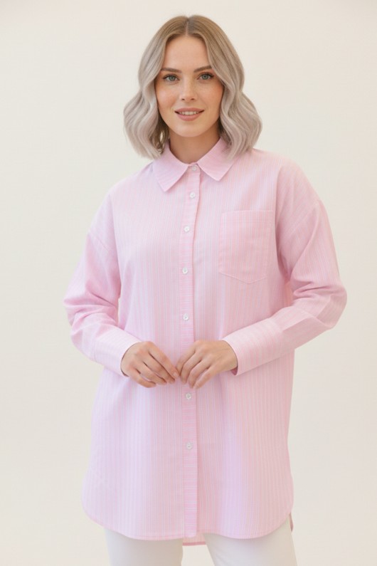 Çizgili Gömlek Pembe 12023 Çizgili Gömlek Pembe 12023