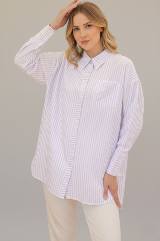 Çizgili Gömlek Krem 12025 Çizgili Gömlek Krem 12025