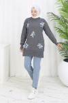 Çiçekli Triko Tunik S3010 Antrasit Çiçekli Triko Tunik S3010 Antrasit