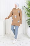 Çiçekli Triko Tunik S3010 Vizon Çiçekli Triko Tunik S3010 Vizon