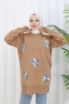Çiçekli Triko Tunik S3010 Vizon Çiçekli Triko Tunik S3010 Vizon