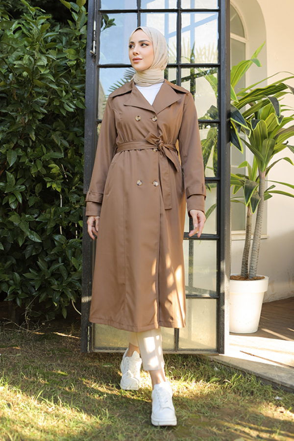 Düğme Detaylı Trençkot Taba 1251 Düğme Detaylı Trençkot Taba 1251