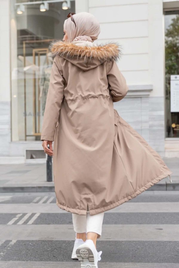 Yakasi Kürklü İçi̇ Peluş Bondi̇t Kaban Vizon 1601 Yakasi Kürklü İçi̇ Peluş Bondi̇t Kaban Vizon 1601