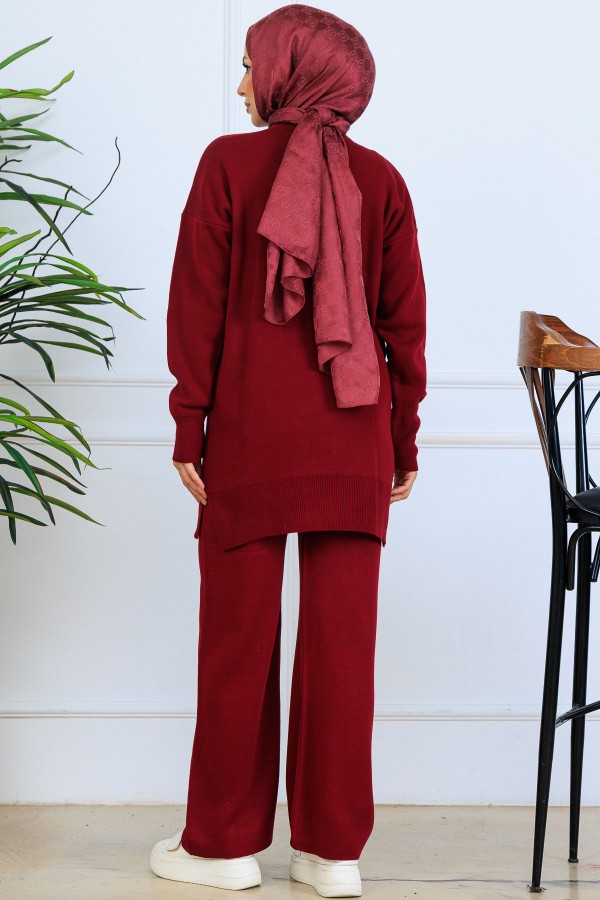 Çiçekli Triko Takım S1006 Bordo Çiçekli Triko Takım S1006 Bordo