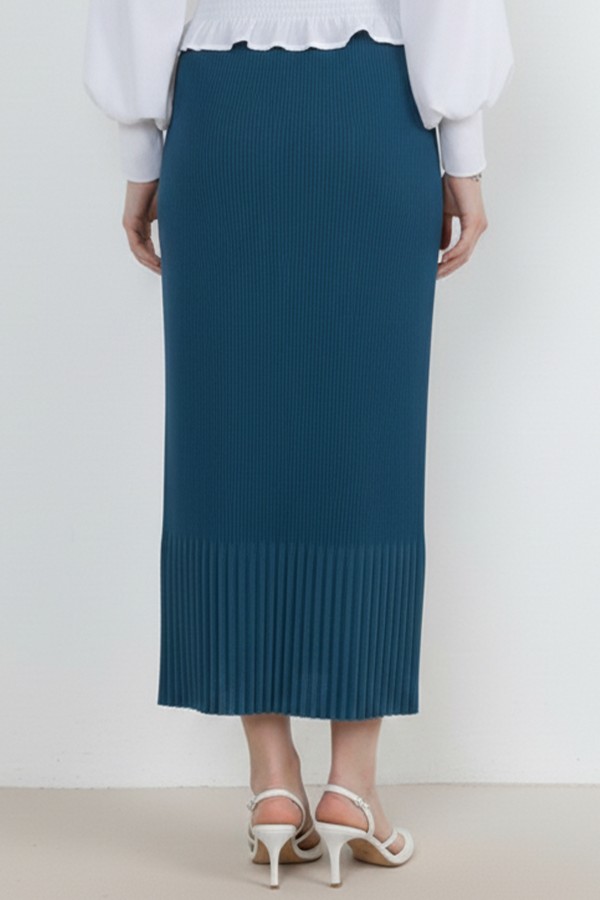 Piliseli Tesettür Etek İndigo 205 Piliseli Tesettür Etek İndigo 205