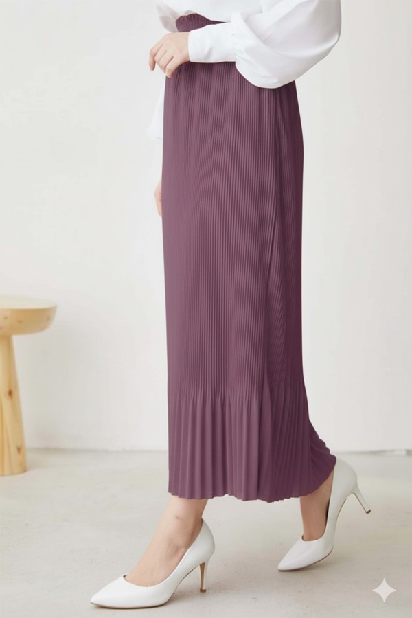  Piliseli Tesettür Etek Lila 205