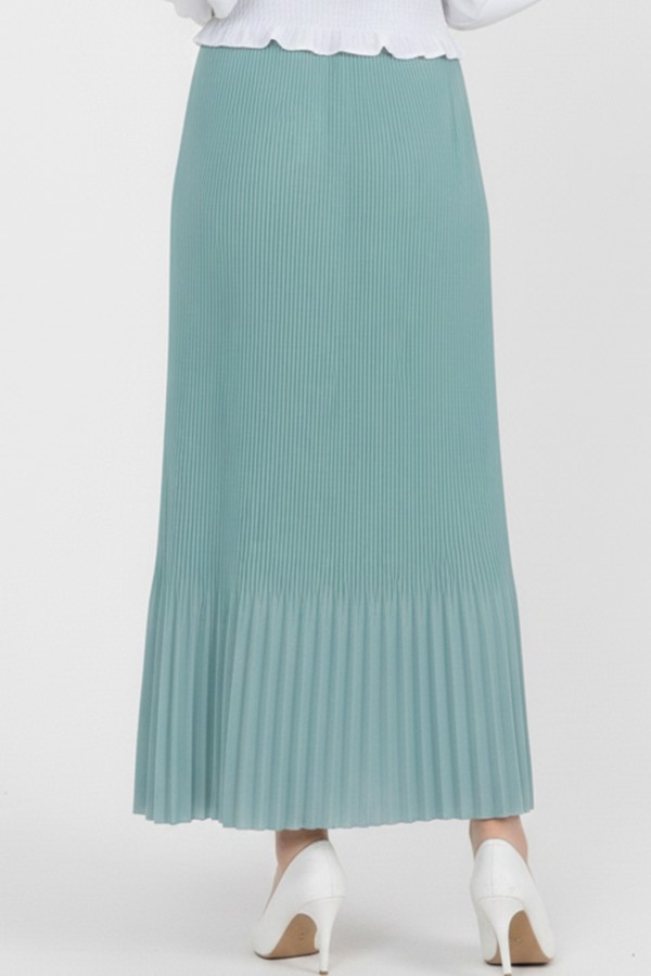  Piliseli Tesettür Etek Mint Yeşili 205