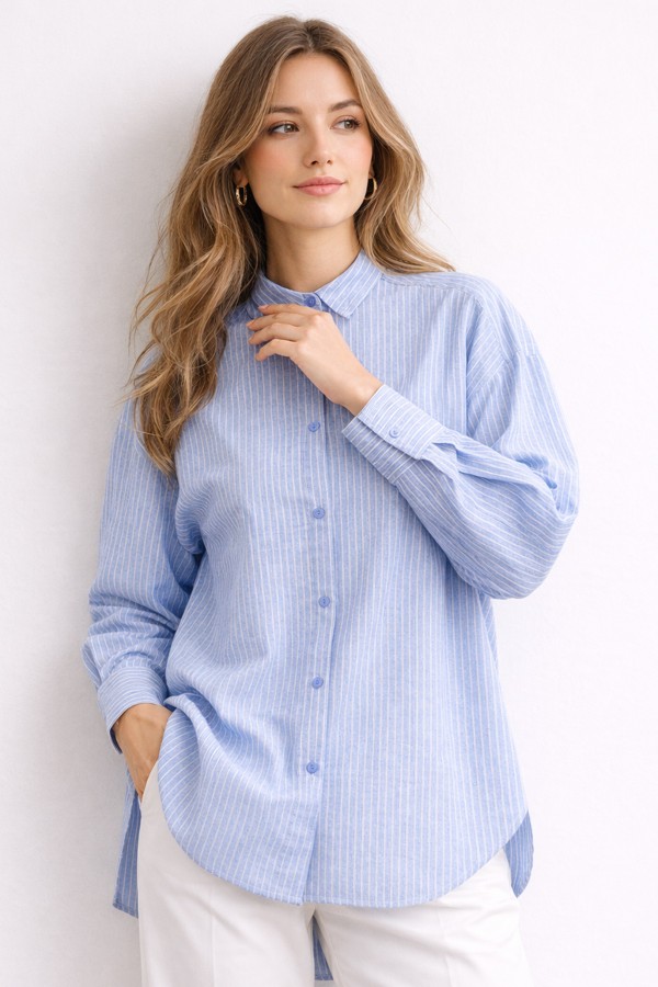  Çizgili Gömlek Mavi 2057