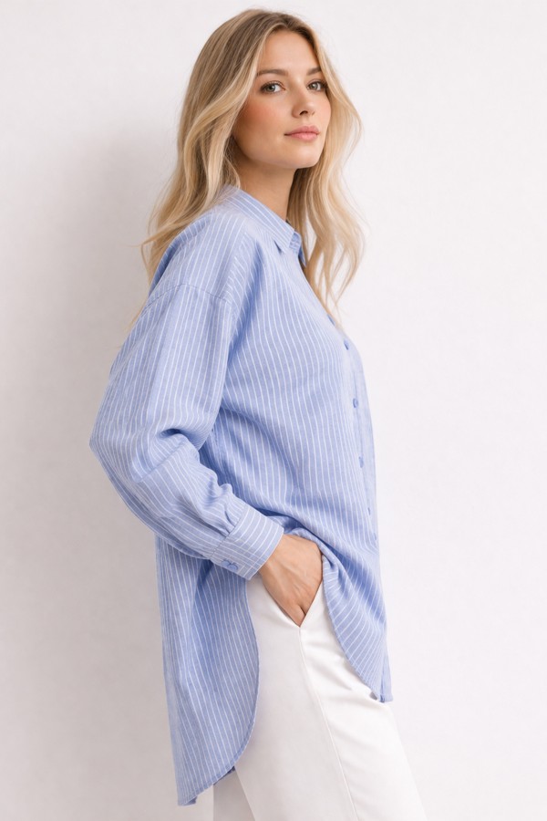  Çizgili Gömlek Mavi 2057