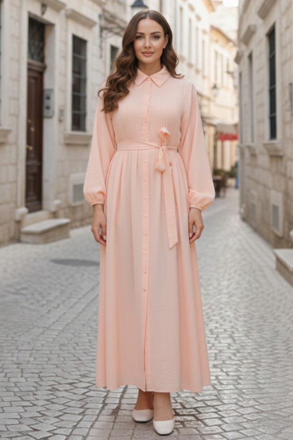 Nervürlü Elbise Somon 2073 Nervürlü Elbise Somon 2073