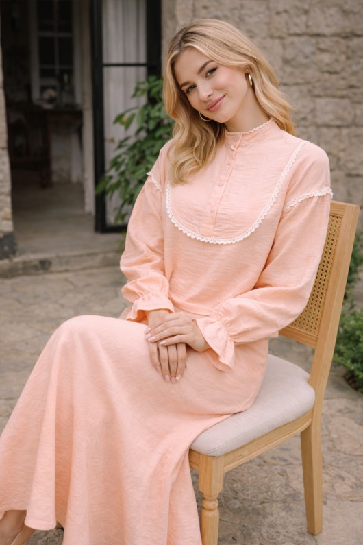  Yakası Örgü Detaylı İkili Takım Somon 2078