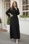 Kuşaklı Fırfır Detaylı Elbise Siyah 2084 Kuşaklı Fırfır Detaylı Elbise Siyah 2084