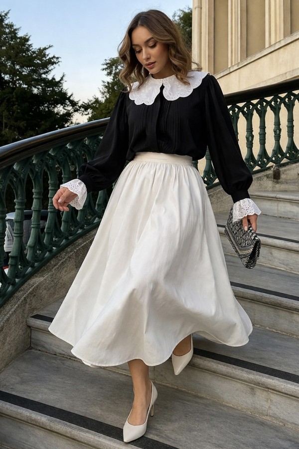  Bebe Yaka Kısa Gömlek Siyah 2086