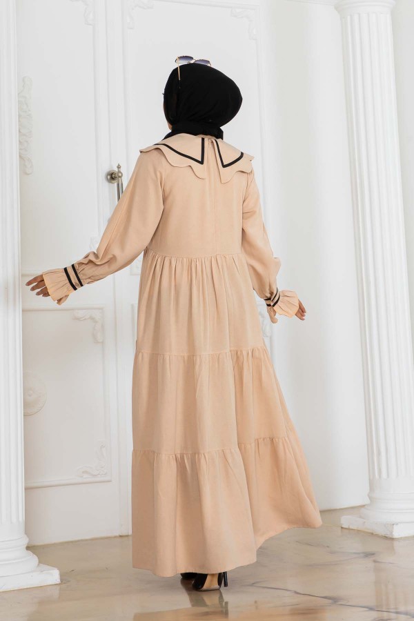 Bebe Yakalı Elbise Bej 2113 Bebe Yakalı Elbise Bej 2113