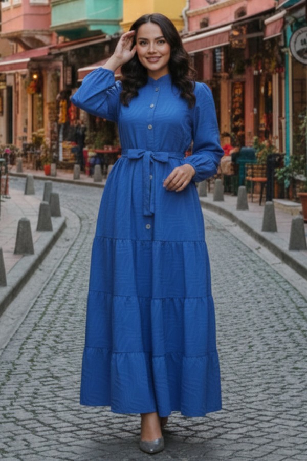 Kabartma Desenli Elbise Mavi 2119 Kabartma Desenli Elbise Mavi 2119