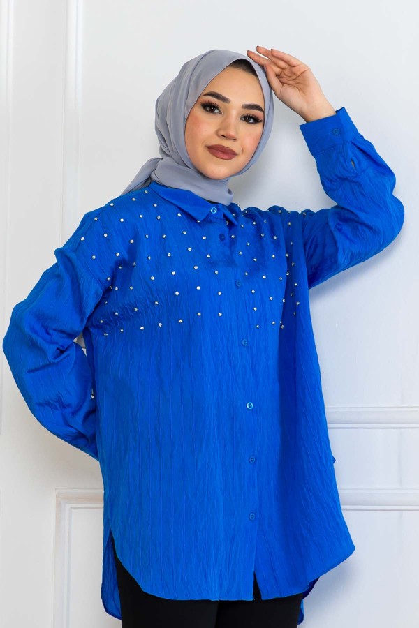 Taşlı Gömlek Saks Mavisi 2127 Taşlı Gömlek Saks Mavisi 2127