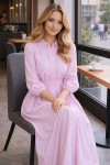 Çizgili Gömlek Elbise Pembe 2132