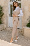 Bağlamalı Yelek Pantolon Takım Bej 2243
