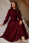 Kuşaklı Tesettür Elbise Bordo 2247