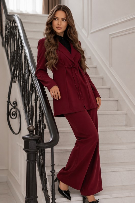 İp Bağcıklı Ceket Takım Bordo 2265