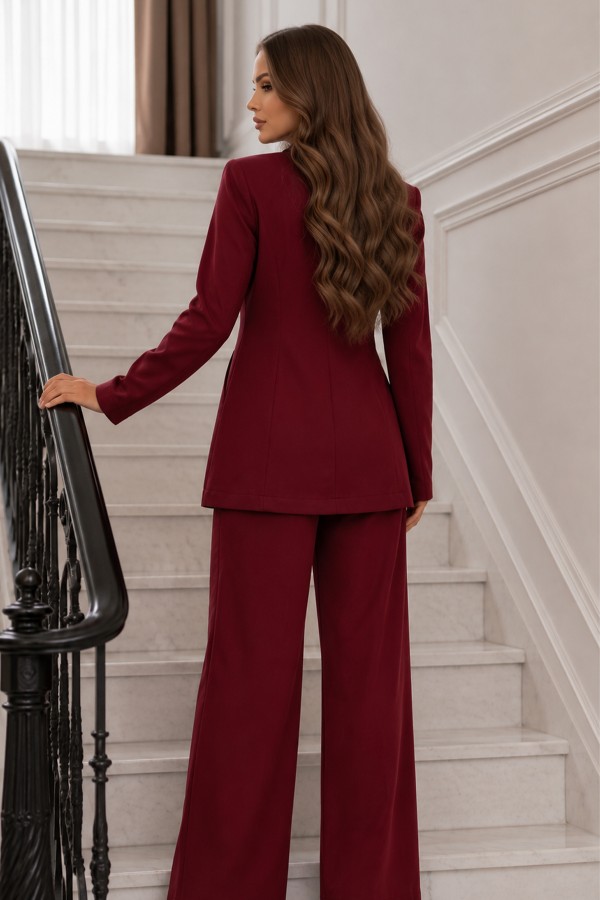 İp Bağcıklı Ceket Takım Bordo 2265