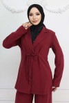 İp Bağcıklı Ceket Takım Bordo 2265 İp Bağcıklı Ceket Takım Bordo 2265