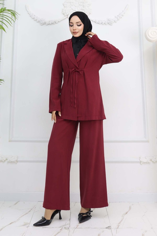 İp Bağcıklı Ceket Takım Bordo 2265 İp Bağcıklı Ceket Takım Bordo 2265