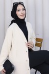 İnci Detaylı Triko Hırka H25300 Krem