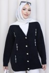 İnci Detaylı Triko Hırka H25300 Siyah
