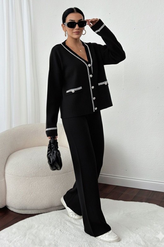 Kesik Çizgili Ceket Takım H25306 Siyah Kesik Çizgili Ceket Takım H25306 Siyah