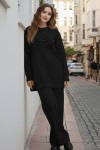 Zikzak Boncuklu Takım H25307 Siyah