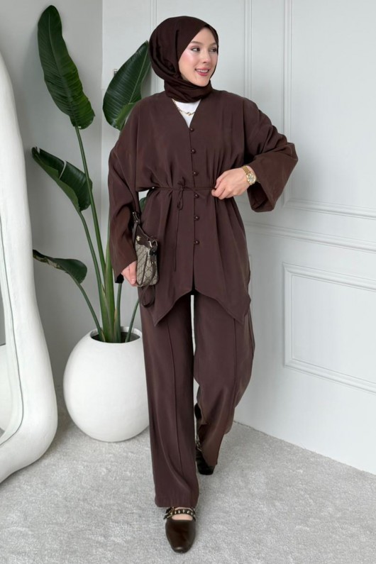 İkili Asimetrik Takım M3002 Kahverengi