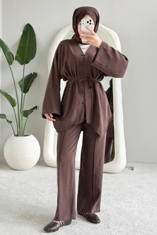 İkili Asimetrik Takım M3002 Kahverengi İkili Asimetrik Takım M3002 Kahverengi