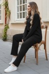  Fermuar Detaylı Fitilli Triko Takım Siyah 3062