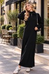   Yakası Fermuarlı Triko Elbise Siyah 4008