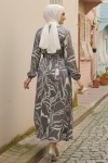 Kuşaklı Desenli Elbise Siyah 4037 Kuşaklı Desenli Elbise Siyah 4037