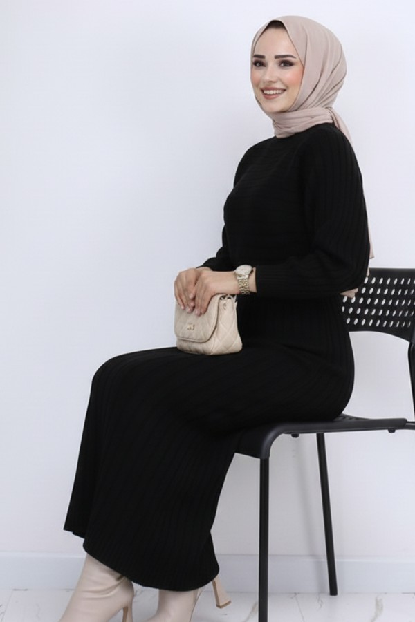 Fitilli Jile Triko Takım Siyah 4045