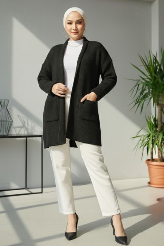 Cepli Triko Hırka R4442 Siyah