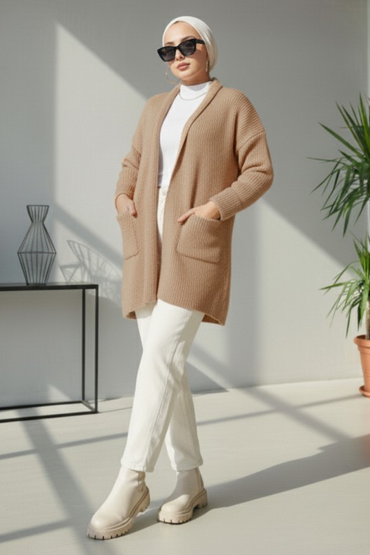 Cepli Triko Hırka R4442 Camel